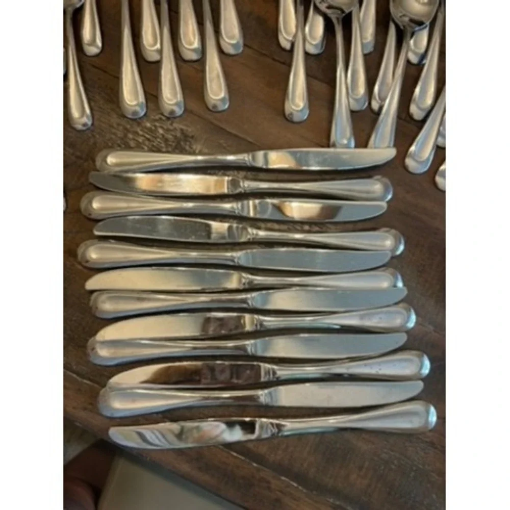 Oneida Flatware Set 51pc Silver Satin Sand Dune Stainless Steel Contemporary